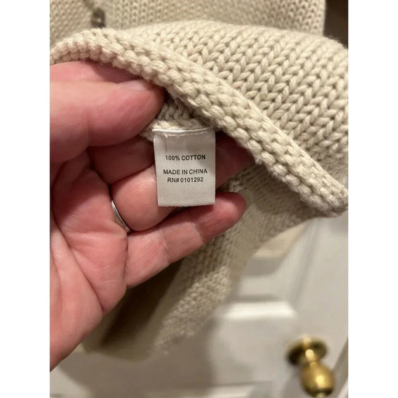 Lulu-B Knit Sweater XL Beige Long Sleeve V Neck Rolled Neck Decorative Buttons - Picture 4 of 7
